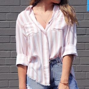 Button down frayed edge with split back